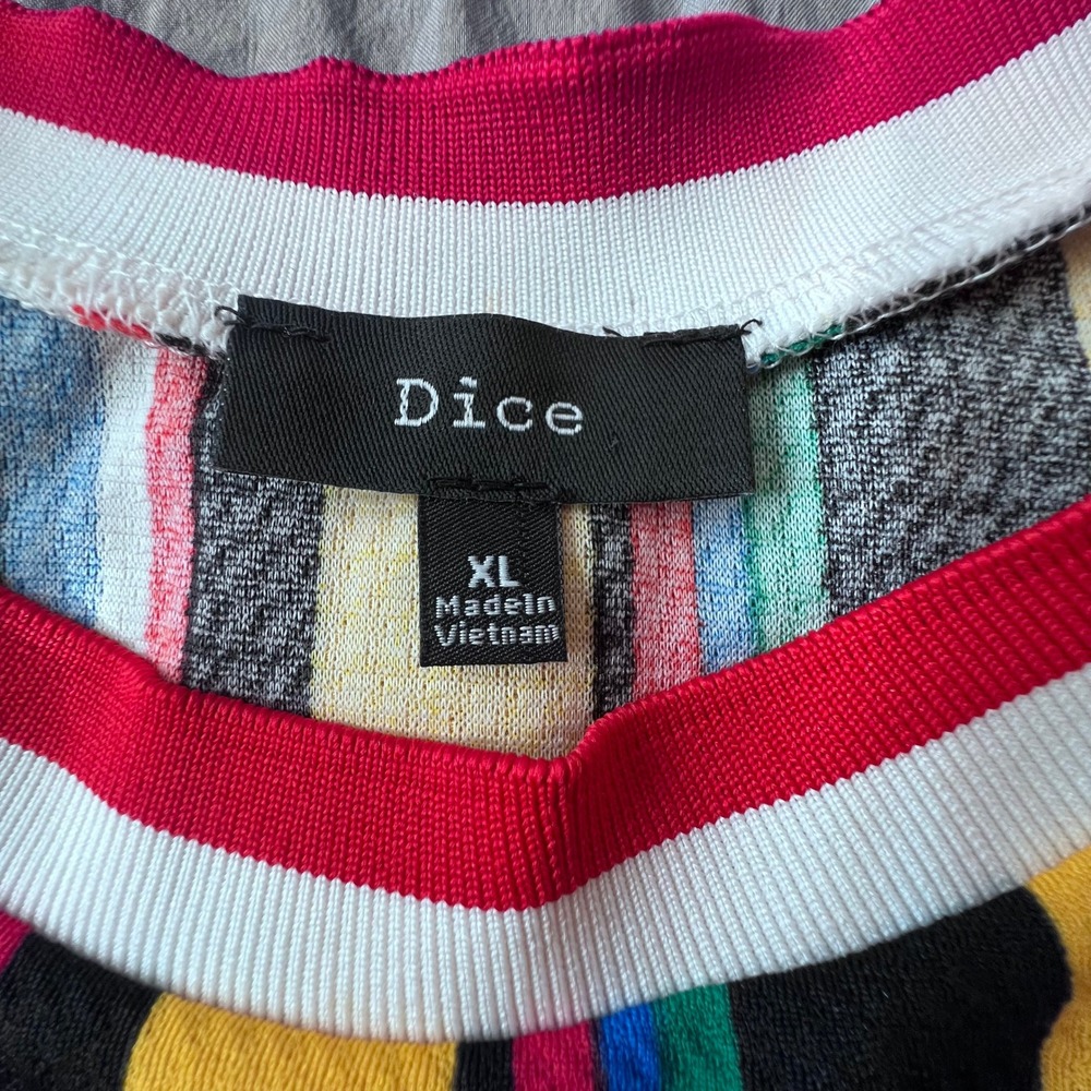 Dice Women XL Multi Color Vertical Stripe Ribbed Knit Pullover Crop Top Sweater - Picture 7 of 7